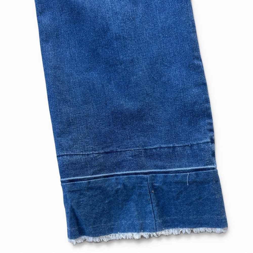 Wide Leg Cuffed Jeans‎ High Rise Raw Hem Trouser Denim Boho Western Size 26x33” - Picture 5 of 7